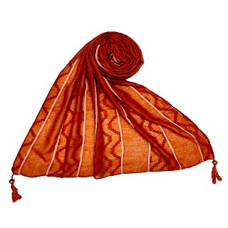 Wave design stripes hijab with two bold fringe's - Orange